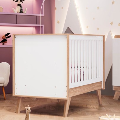 Berço Mini Cama 3 em 1 Confete Branco/Jequitibá - Henn