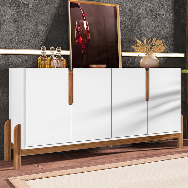 Balcão Buffet Lizz 4 Portas Branco/Cedro 050518 - Casa D