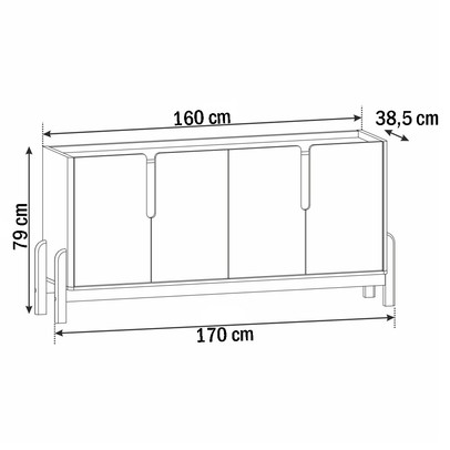 Balcão Buffet Lizz 4 Portas Branco/Cedro 050518 - Casa D