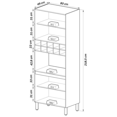 Torre Quente 4 Portas 2 Prateleiras Montana/Fumê - Quiditá Móveis