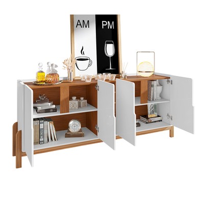 Balcão Buffet Lizz 4 Portas com Adega Branco/Cedro 050520 - Casa D