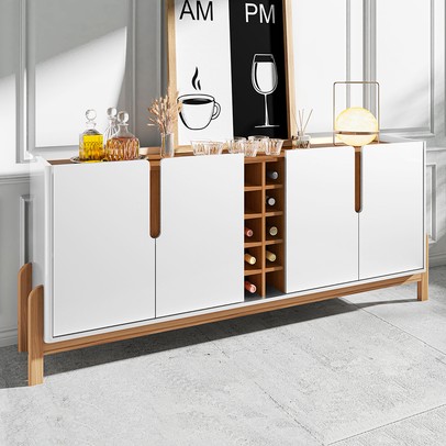 Balcão Buffet Lizz 4 Portas com Adega Branco/Cedro 050520 - Casa D