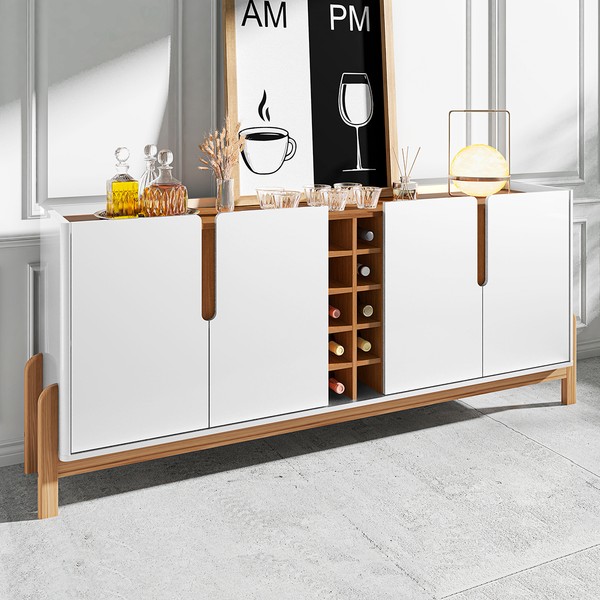 Balcão Buffet Lizz 4 Portas com Adega Branco/Cedro 050520 - Casa D