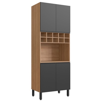 Torre Quente 4 Portas 2 Prateleiras Montana/Grafite - Quiditá Móveis