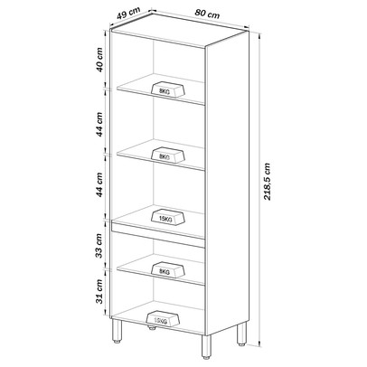 Paneleiro 4 Portas 3 Prateleiras com Vidro Fumê/Grafite - Quiditá Móveis