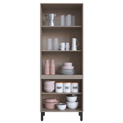 Paneleiro 4 Portas 3 Prateleiras com Vidro Fumê/Grafite - Quiditá Móveis