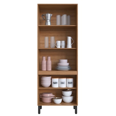 Paneleiro 4 Portas 3 Prateleiras com Vidro Montana/Grafite - Quiditá Móveis