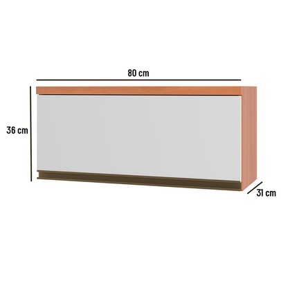 Armário Aéreo Cozinha Macadâmia 1 Porta Freijó/Branco - Telasul