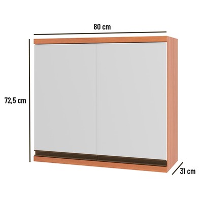 Armário Aéreo Cozinha Macadâmia 2 Portas Freijó/Branco - Telasul