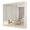 Guarda-Roupa Casal Isabela 3 Portas de Correr Espelhado 4 Gavetas Branco - Minastex