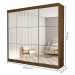 Guarda-Roupa Casal Isabela 3 Portas de Correr Espelhado 4 Gavetas Freijó - Minastex