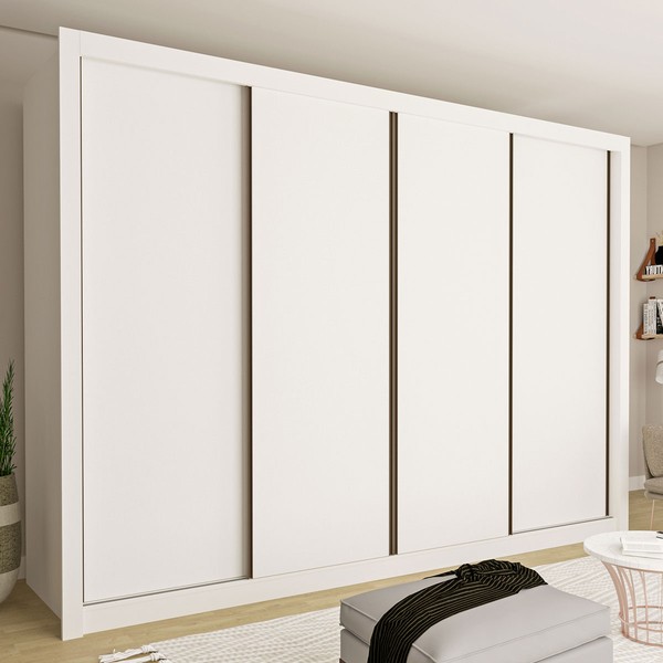 Guarda-Roupa Casal Milano 4 Portas 4 Gavetas Branco - Minastex