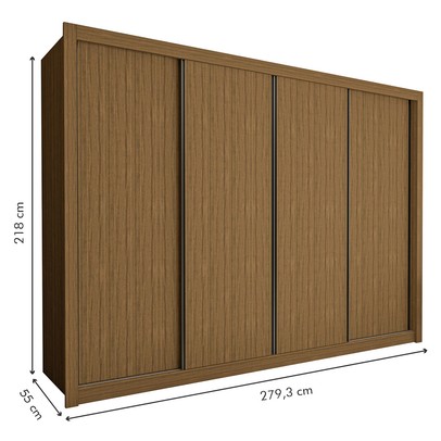 Guarda-Roupa Casal Milano 4 Portas 4 Gavetas Freijó - Minastex