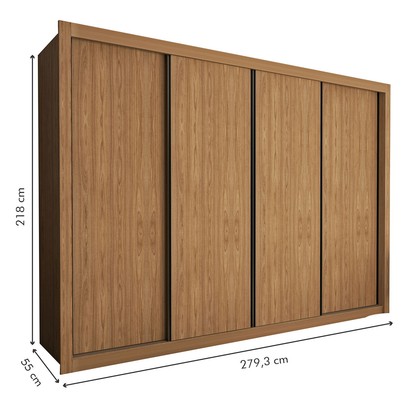 Guarda-Roupa Casal Milano 4 Portas 4 Gavetas Carvalho - Minastex