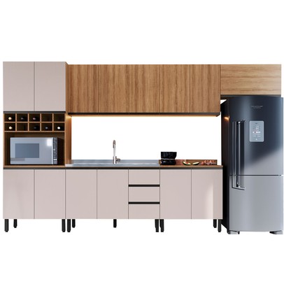 Cozinha Completa Araucária 14 Portas 3 Gavetas Montana/Fumê - Quiditá Móveis