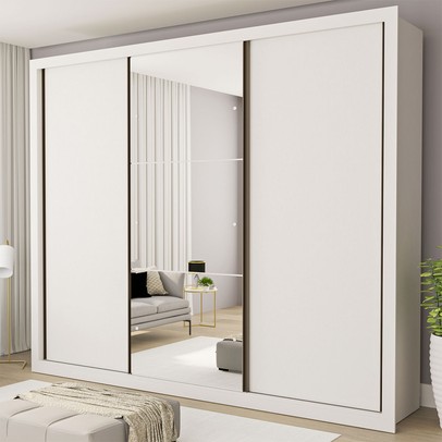 Guarda-Roupa Casal 3 Portas 6 Gavetas Branco - Minastex