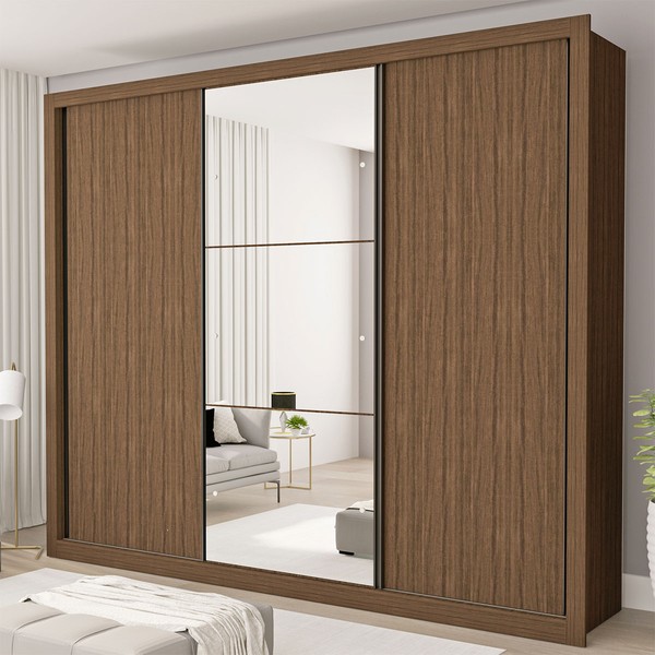 Guarda-Roupa Casal 3 Portas 6 Gavetas Freijó - Minastex