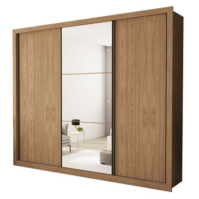 Guarda-Roupa Casal 3 Portas 6 Gavetas Carvalho - Minastex