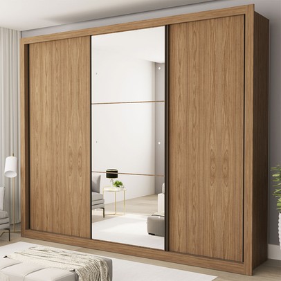 Guarda-Roupa Casal 3 Portas 6 Gavetas Carvalho - Minastex