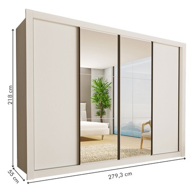 Guarda-Roupa Casal Firenze 4 Portas 4 Gavetas Branco - Minastex