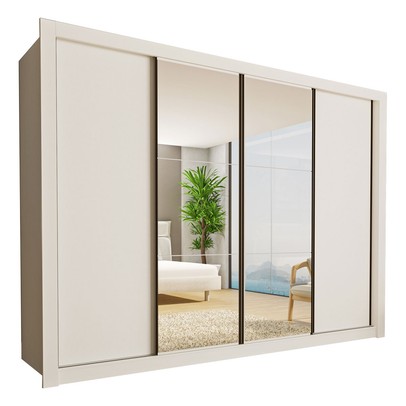 Guarda-Roupa Casal Firenze 4 Portas 4 Gavetas Branco - Minastex