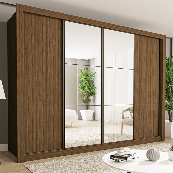 Guarda-Roupa Casal Firenze 4 Portas 4 Gavetas Freijó - Minastex