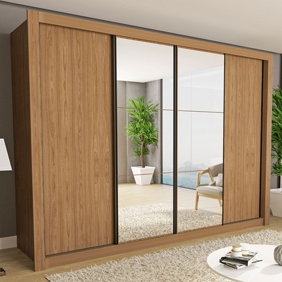 Guarda-Roupa Casal Firenze 4 Portas 4 Gavetas Carvalho - Minastex