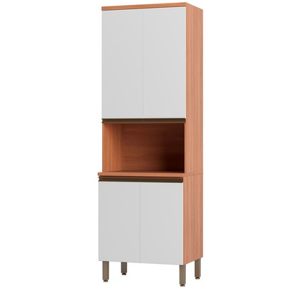 Paneleiro Macadâmia 4 Portas 3 Prateleiras Freijó/Branco - Telasul