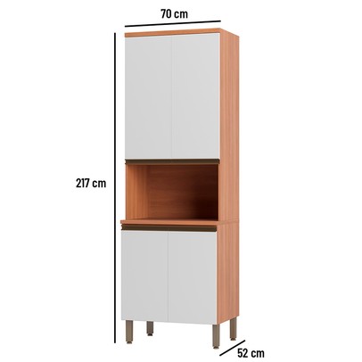 Paneleiro Macadâmia 4 Portas 3 Prateleiras Freijó/Branco - Telasul