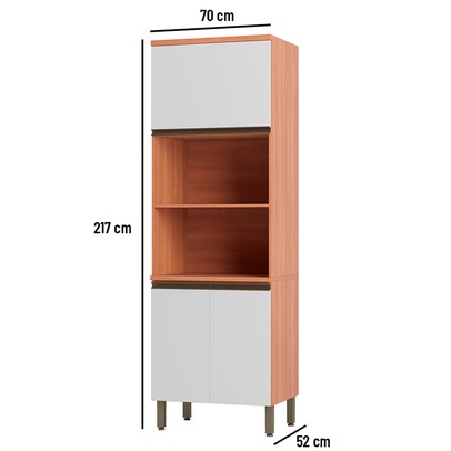 Torre Quente Macadâmia 3 Portas 1 Prateleira Freijó/Branco - Telasul