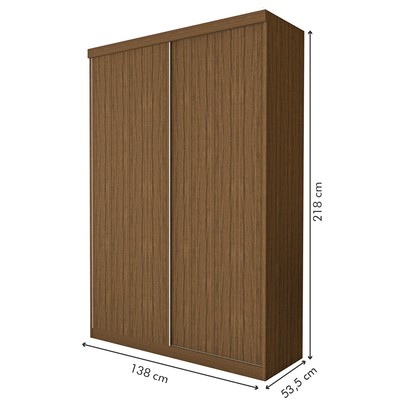 Guarda-Roupa Solteiro Salvador 2 Portas de Correr 2 Gavetas Freijó - Minastex