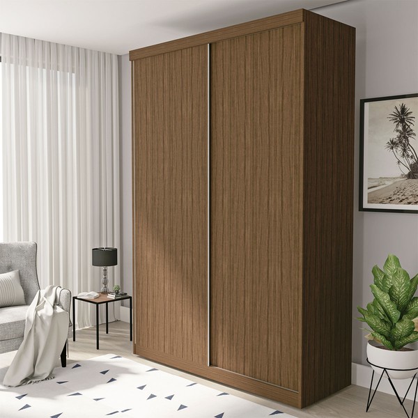 Guarda-Roupa Solteiro Salvador 2 Portas de Correr 2 Gavetas Freijó - Minastex