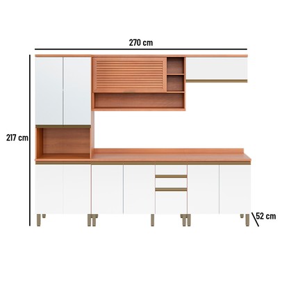 Cozinha Completa Macadâmia 10 Portas 3 Gavetas Freijó/Branco - Telasul