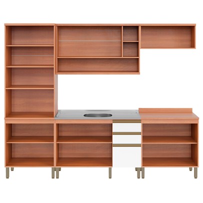 Cozinha Completa Macadâmia 10 Portas 3 Gavetas 914422 Freijó/Branco - Telasul