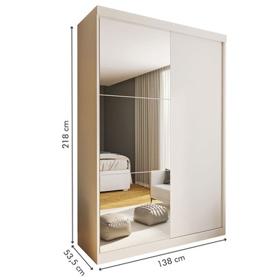 Guarda-Roupa Solteiro Cléo 2 Portas de Correr 2 Gavetas Branco - Minastex