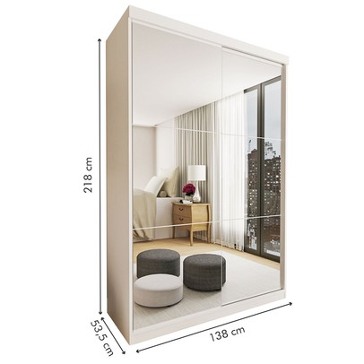 Guarda-Roupa Solteiro Lila 2 Portas de Correr 2 Gavetas Branco - Minastex