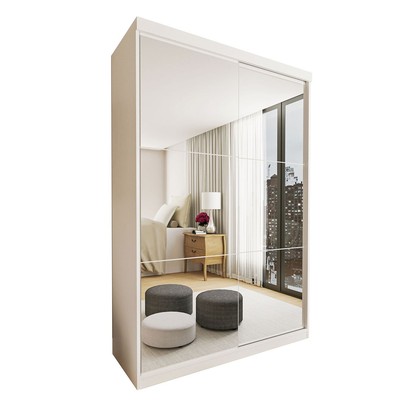 Guarda-Roupa Solteiro Lila 2 Portas de Correr 2 Gavetas Branco - Minastex