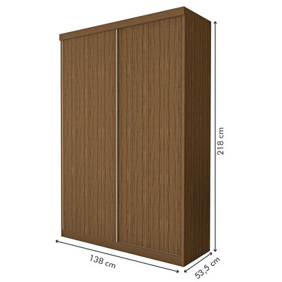 Guarda-Roupa Solteiro Kiara 2 Porta de Correr Freijó - Minastex