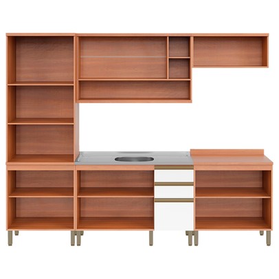 Cozinha Completa Macadâmia 9 Portas 3 Gavetas Freijó/Branco 914424 - Telasul