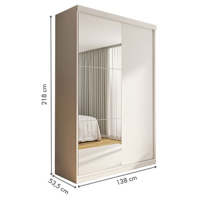 Guarda-Roupa Solteiro Salvador Plus 2 Portas de Correr 2 Gavetas Branco - Minastex