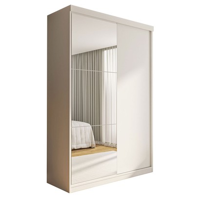 Guarda-Roupa Solteiro Salvador Plus 2 Portas de Correr 2 Gavetas Branco - Minastex