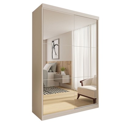 Guarda-Roupa Solteiro Salvador Top 2 Portas de Correr 2 Gavetas Branco - Minastex