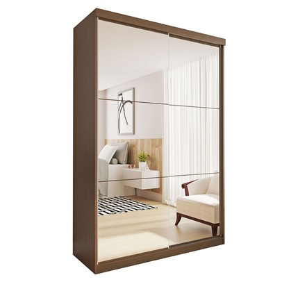 Guarda-Roupa Solteiro Salvador Top 2 Portas de Correr 2 Gavetas Freijó - Minastex