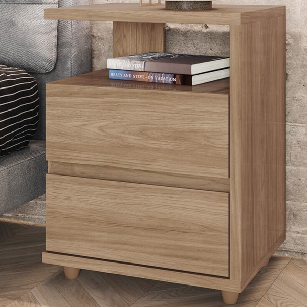 Mesa de Cabeceira Campeche 2 Gavetas Jequitibá - Henn