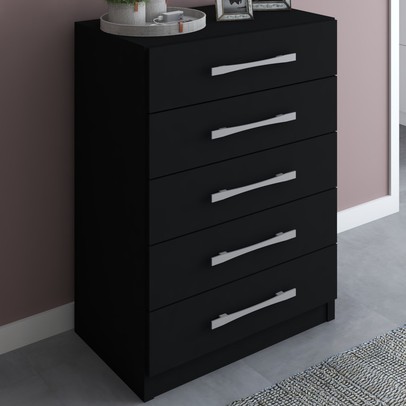 Cômoda 5 Gavetas Monique Preto Fosco - Panorama Móveis