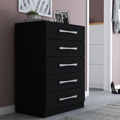 Cômoda 5 Gavetas Monique Preto Fosco - Panorama Móveis