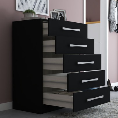 Cômoda 5 Gavetas Monique Preto Fosco - Panorama Móveis