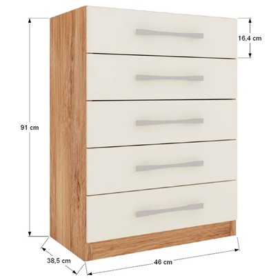 Cômoda 5 Gavetas Monique Naturale/Off White - Panorama Móveis