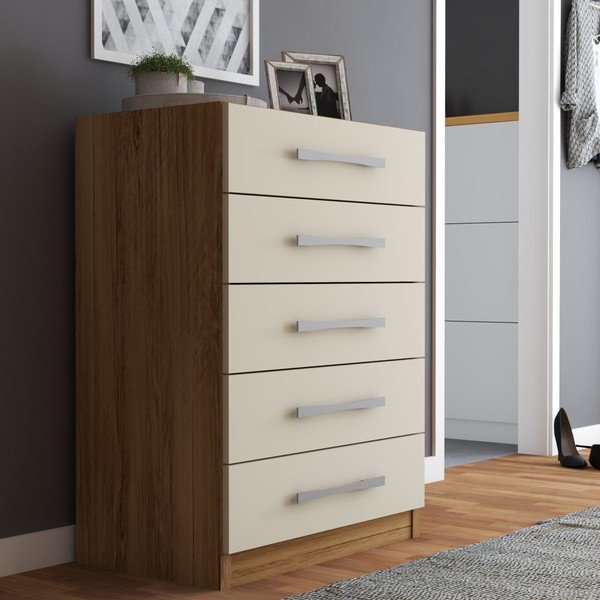 Cômoda 5 Gavetas Monique Naturale/Off White - Panorama Móveis