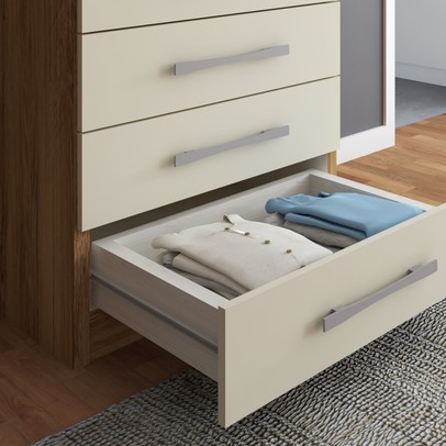 Cômoda 5 Gavetas Monique Naturale/Off White - Panorama Móveis